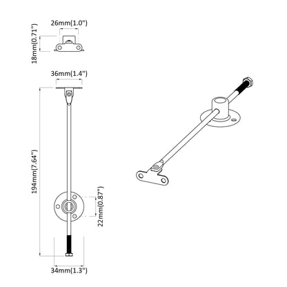 Deckelstützscharnier 12 pcs Silber 194 x 36 x 18 mm Eisen