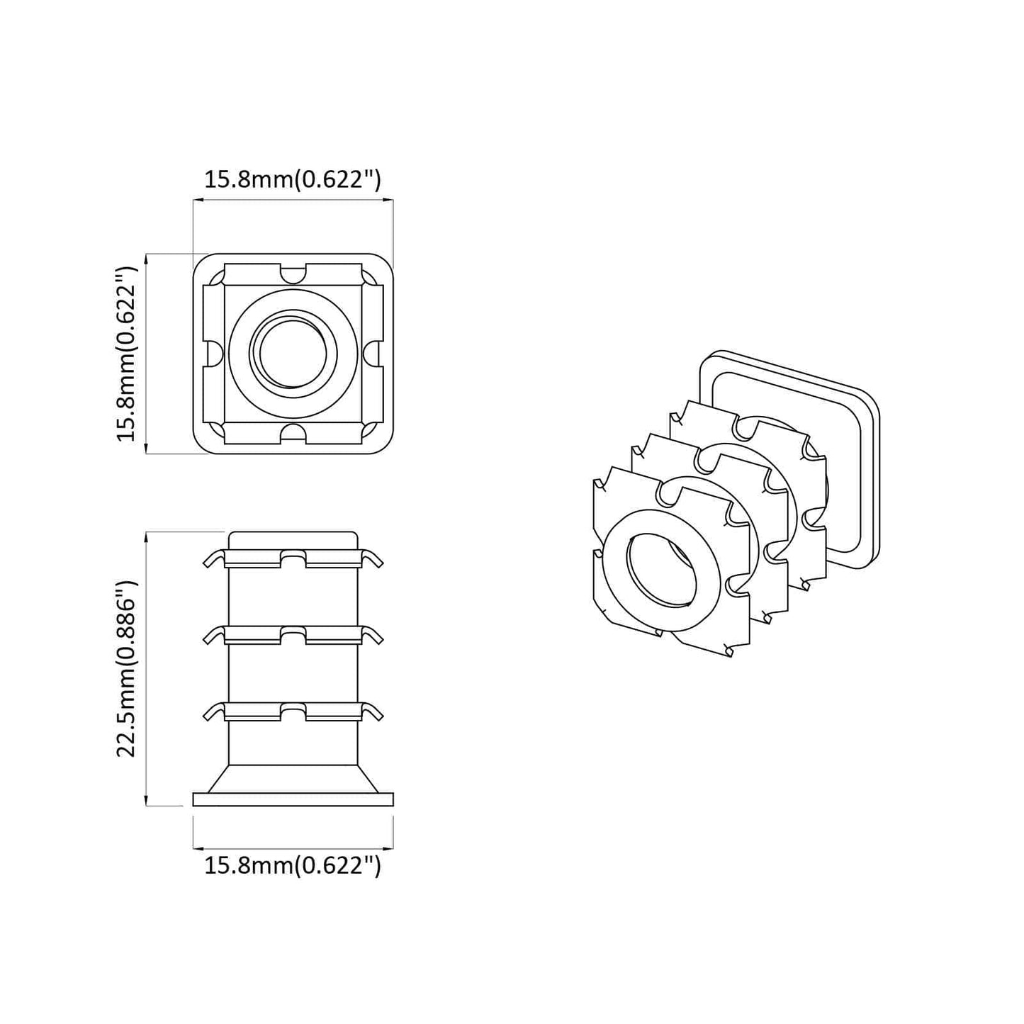 Gewinderohr Einsatz 12 pcs Schwarz und Silber Verzinkter Stahl