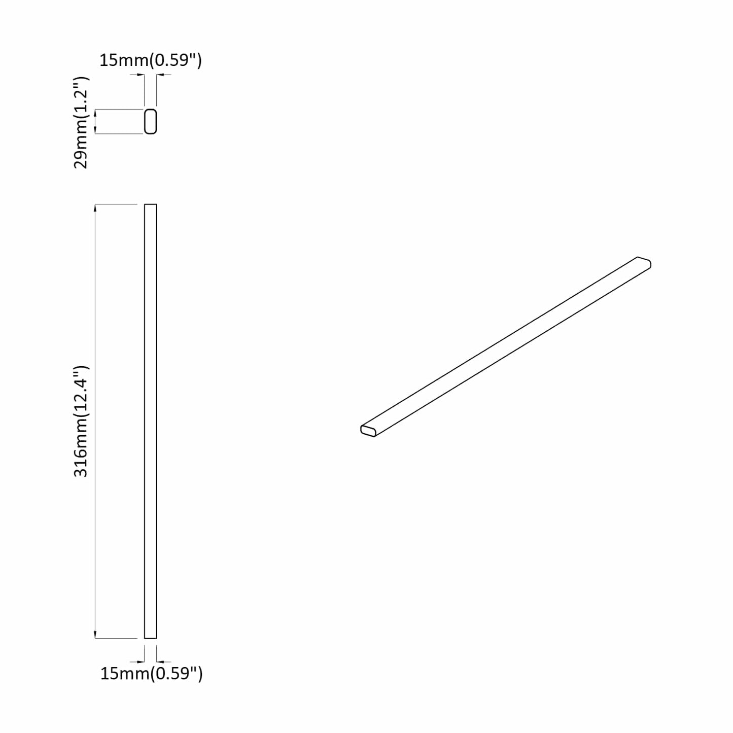 Kleiderstange 2 pcs Silber 764 x 15 x 29 mm Aluminiumlegierung