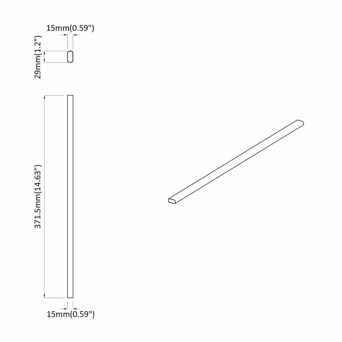Kleiderstange 2 pcs Silber 764 x 15 x 29 mm Aluminiumlegierung