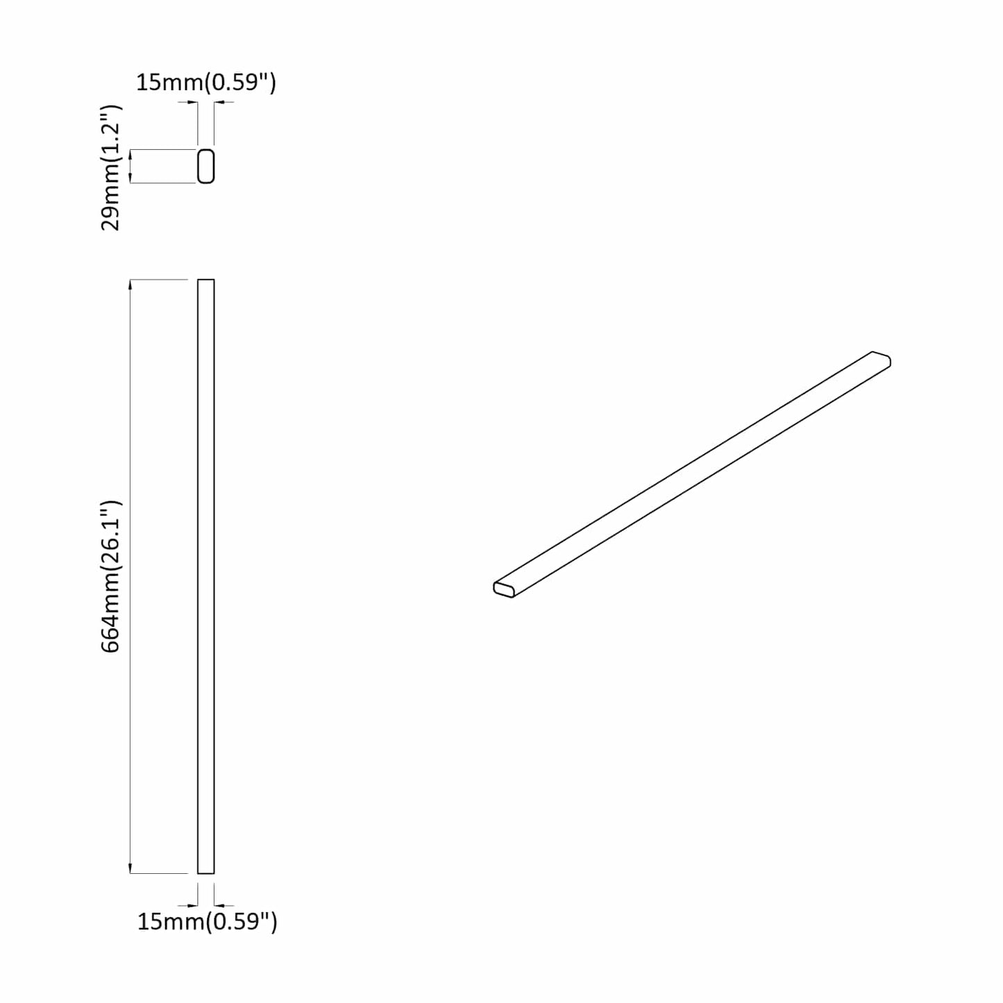 Kleiderstange 2 pcs Silber 764 x 15 x 29 mm Aluminiumlegierung