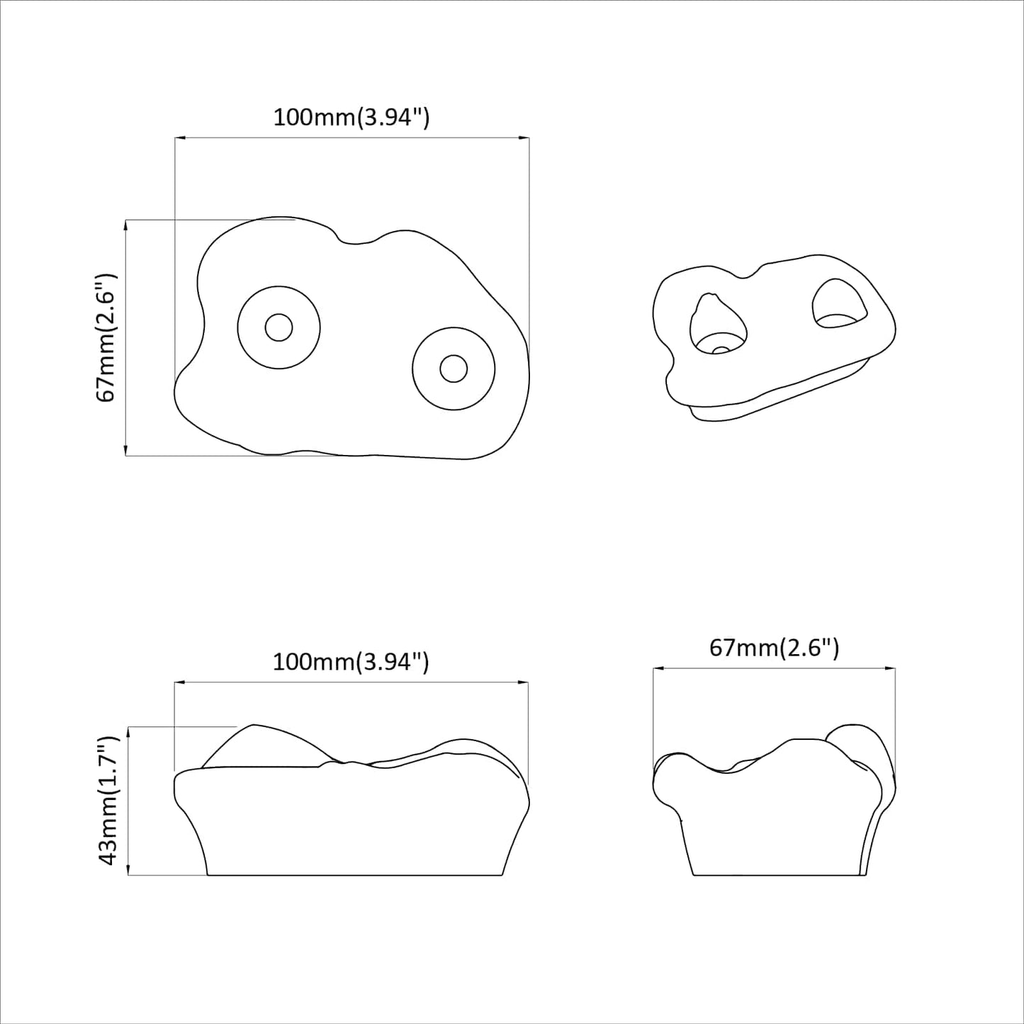 Klettergriff 2 pcs Grün 100 x 67 x 43 mm PP