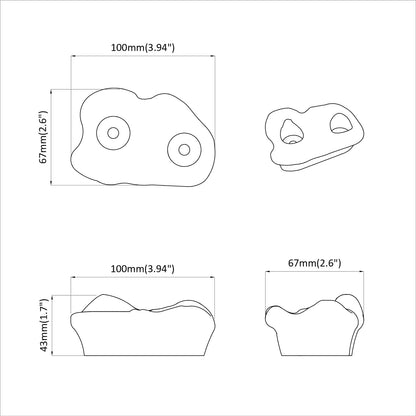 Klettergriff 2 pcs Grün 100 x 67 x 43 mm PP