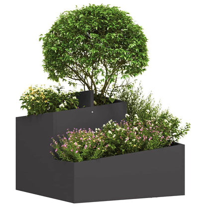 vidaXL Garten-Pflanzgefäß Schwarz 60 x 60 x 50 cm Kaltgewalzter Stahl