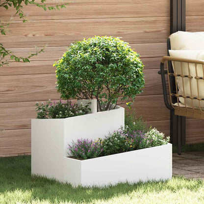 vidaXL Garten-Pflanzgefäß Weiß 60 x 60 x 50 cm Kaltgewalzter Stahl