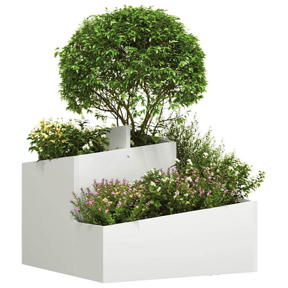 vidaXL Garten-Pflanzgefäß Weiß 60 x 60 x 50 cm Kaltgewalzter Stahl