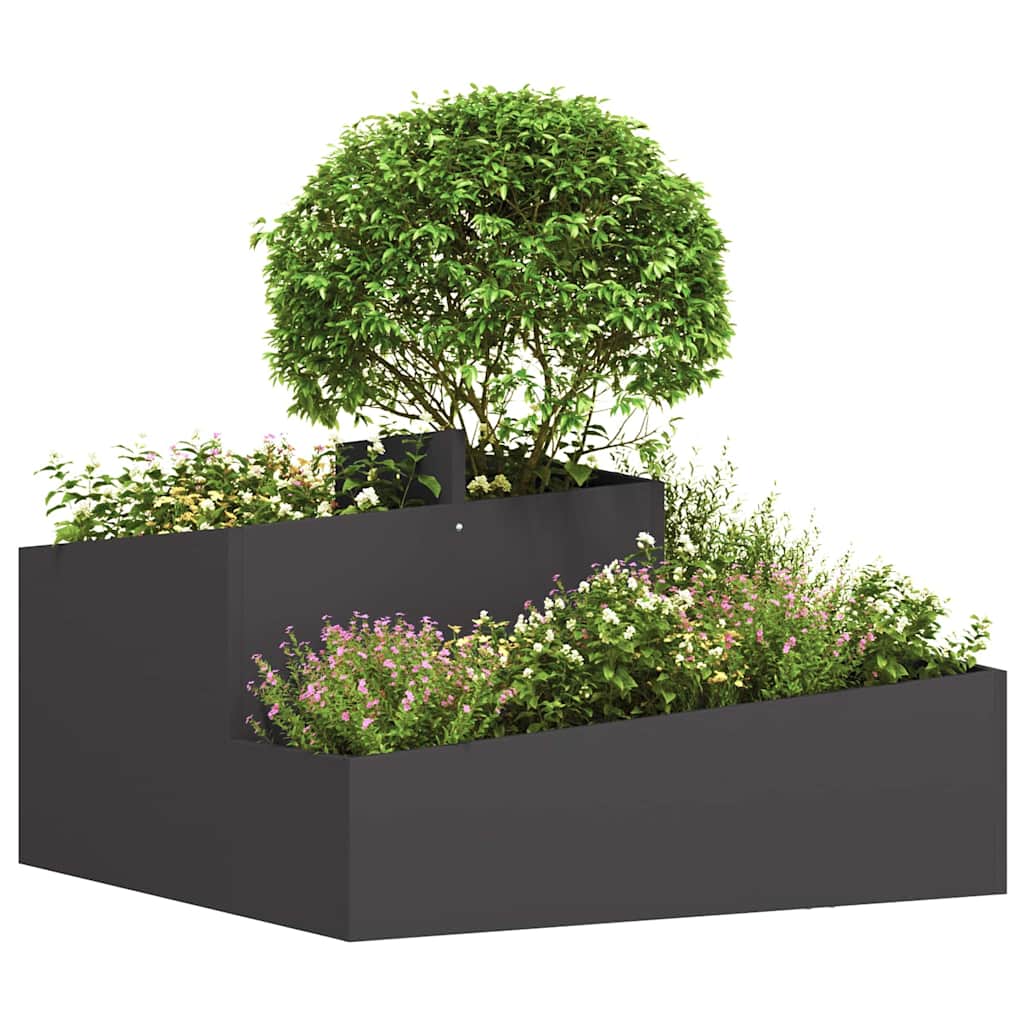 vidaXL Garten-Pflanzgefäß Schwarz 80 x 80 x 50 cm Kaltgewalzter Stahl