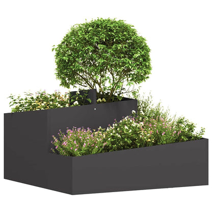 vidaXL Garten-Pflanzgefäß Schwarz 80 x 80 x 50 cm Kaltgewalzter Stahl