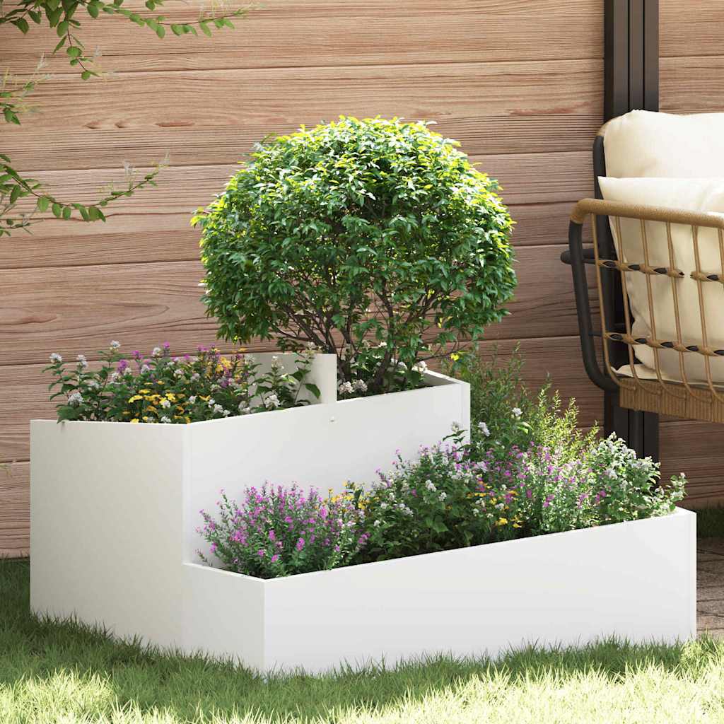 vidaXL Garten-Pflanzgefäß Weiß 80 x 80 x 50 cm Kaltgewalzter Stahl