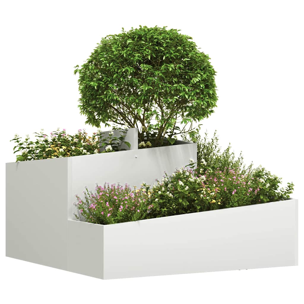 vidaXL Garten-Pflanzgefäß Weiß 80 x 80 x 50 cm Kaltgewalzter Stahl