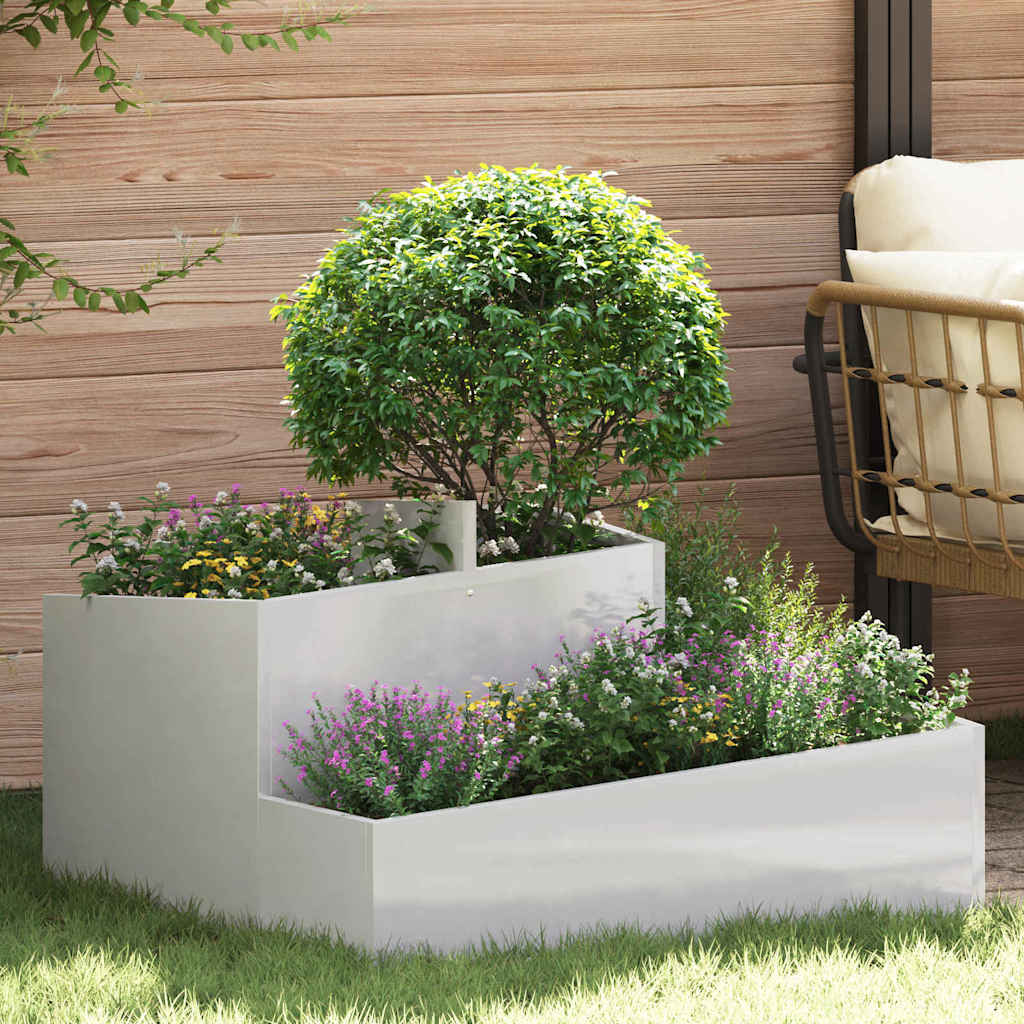 vidaXL Garten-Pflanzgefäß Silber 80 x 80 x 50 cm Edelstahl