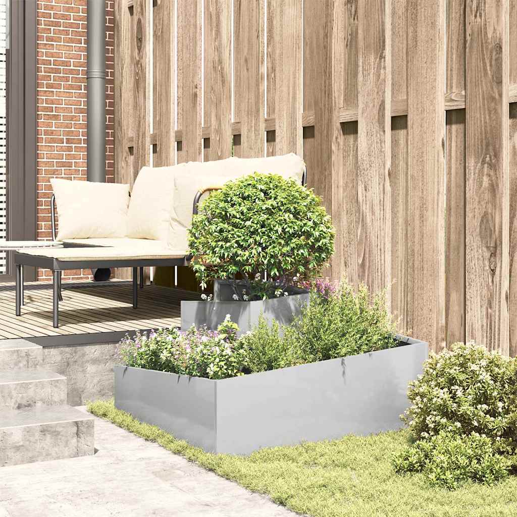vidaXL Garten-Pflanzgefäß Silber 80 x 80 x 50 cm Edelstahl