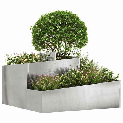 vidaXL Garten-Pflanzgefäß Silber 80 x 80 x 50 cm Edelstahl