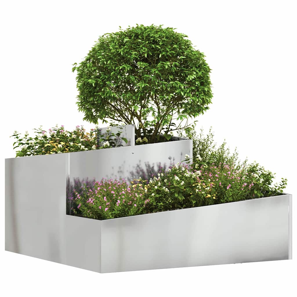 vidaXL Garten-Pflanzgefäß Silber 80 x 80 x 50 cm Verzinkter Stahl