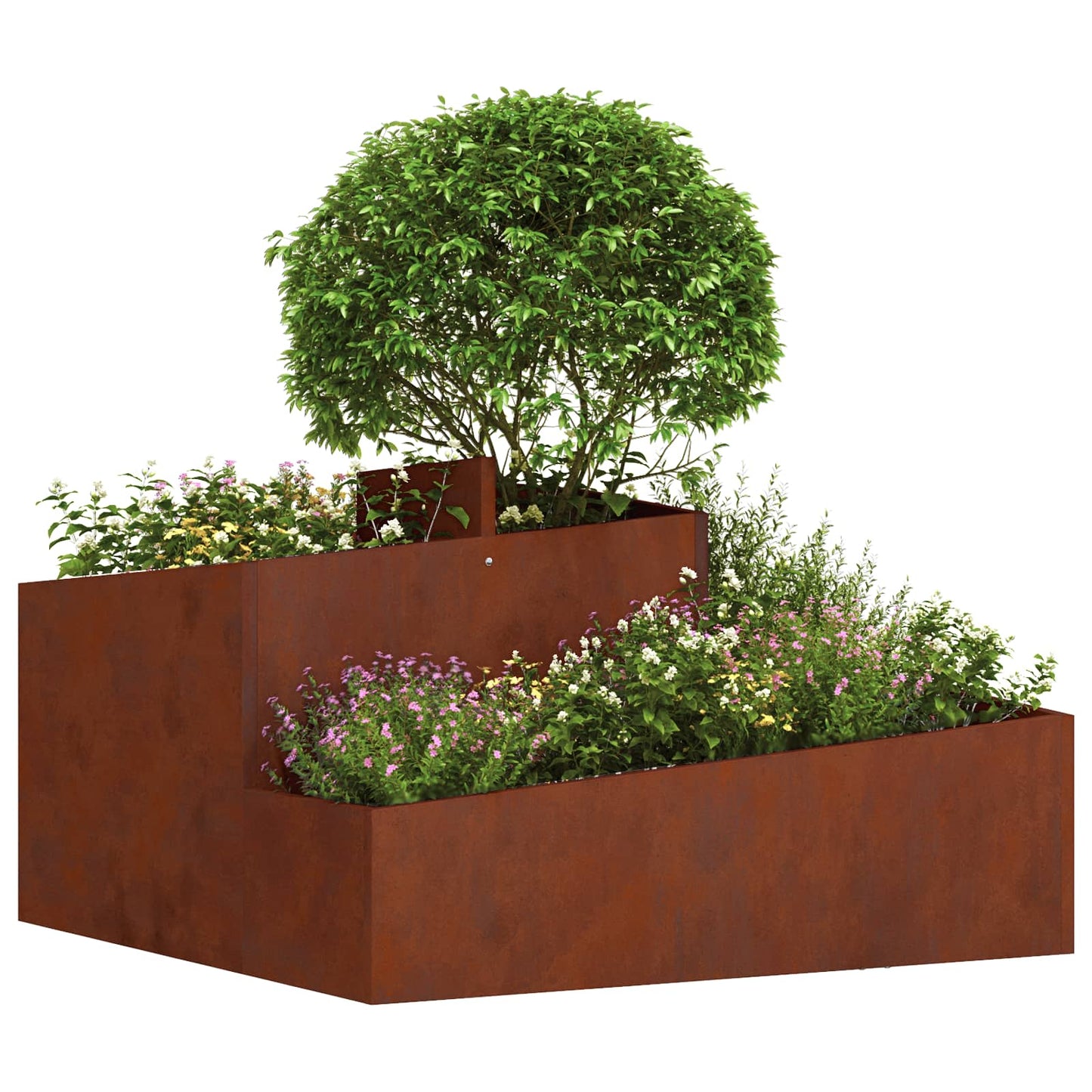 vidaXL Garten-Pflanzgefäß Braun 80 x 80 x 50 cm Wetterfeststahl