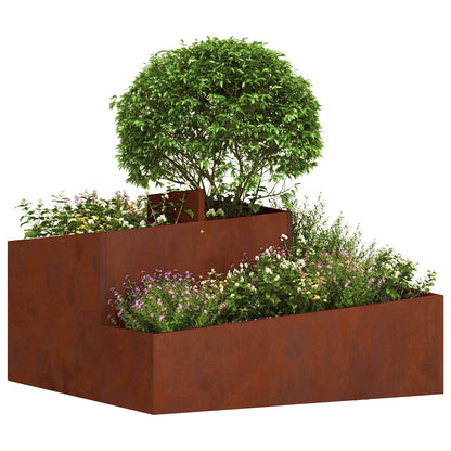 vidaXL Garten-Pflanzgefäß Braun 80 x 80 x 50 cm Wetterfeststahl