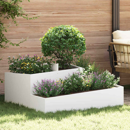 vidaXL Garten-Pflanzgefäß Weiß 100 x 100 x 50 cm Kaltgewalzter Stahl