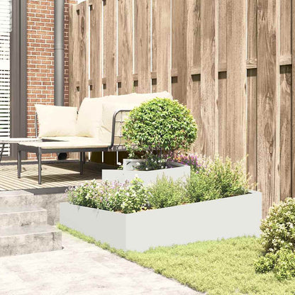 vidaXL Garten-Pflanzgefäß Weiß 100 x 100 x 50 cm Kaltgewalzter Stahl