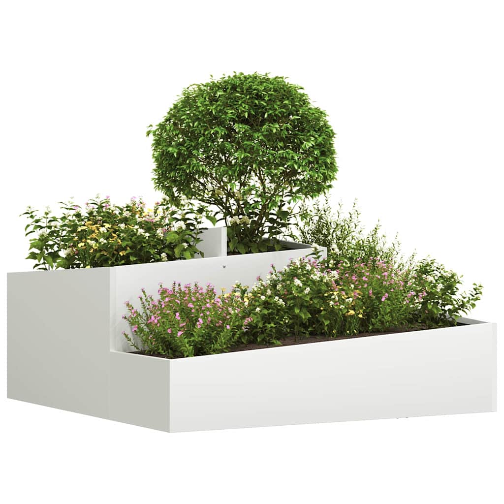 vidaXL Garten-Pflanzgefäß Weiß 100 x 100 x 50 cm Kaltgewalzter Stahl