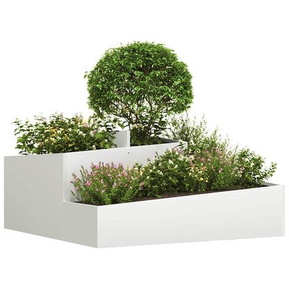 vidaXL Garten-Pflanzgefäß Weiß 100 x 100 x 50 cm Kaltgewalzter Stahl