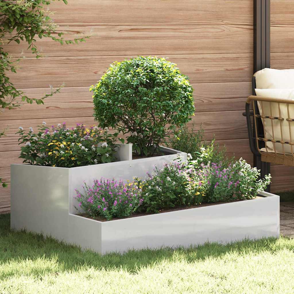 vidaXL Jardinière de jardin argentée 100 x 100 x 50 cm acier inoxydable