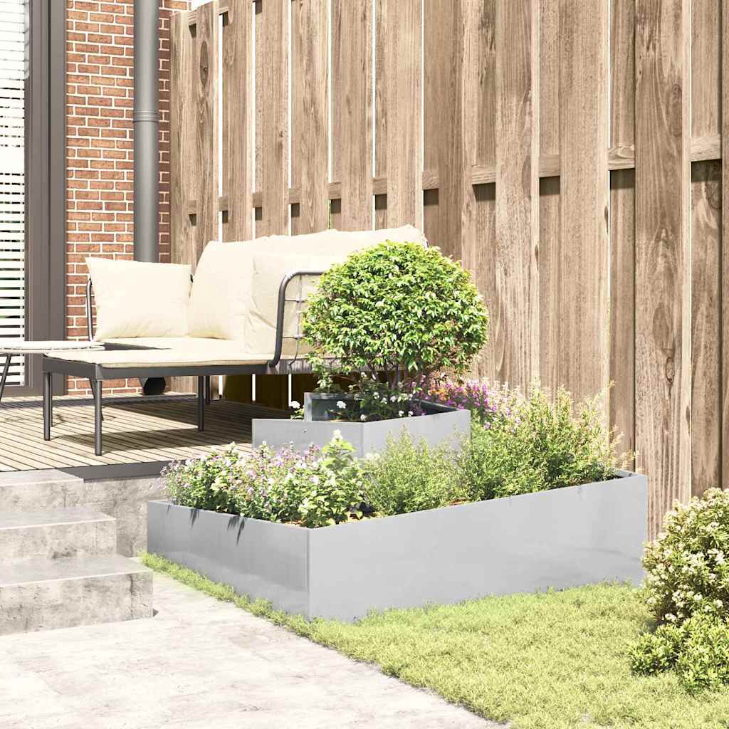 vidaXL Jardinière de jardin argentée 100 x 100 x 50 cm acier inoxydable