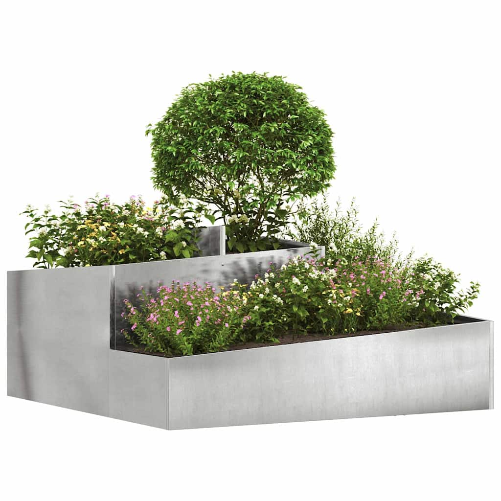vidaXL Jardinière de jardin argentée 100 x 100 x 50 cm acier inoxydable