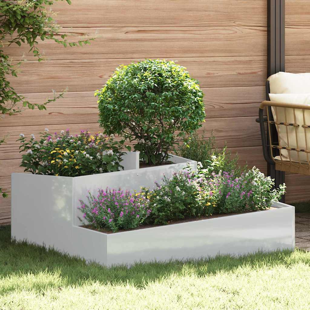 vidaXL Garten-Pflanzgefäß Silber 100 x 100 x 50 cm Verzinkter Stahl