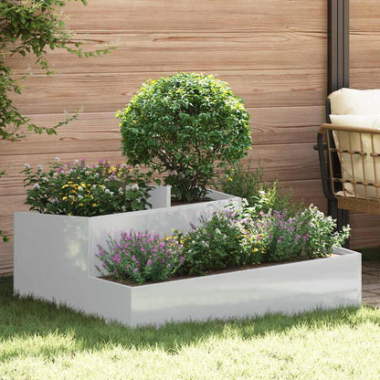 vidaXL Garten-Pflanzgefäß Silber 100 x 100 x 50 cm Verzinkter Stahl
