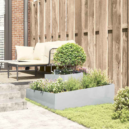 vidaXL Garten-Pflanzgefäß Silber 100 x 100 x 50 cm Verzinkter Stahl