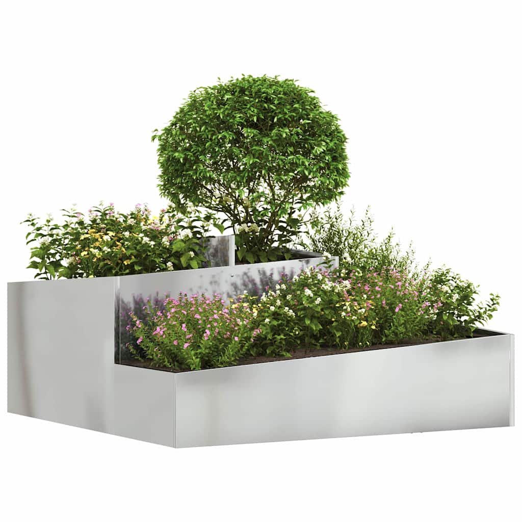 vidaXL Garten-Pflanzgefäß Silber 100 x 100 x 50 cm Verzinkter Stahl