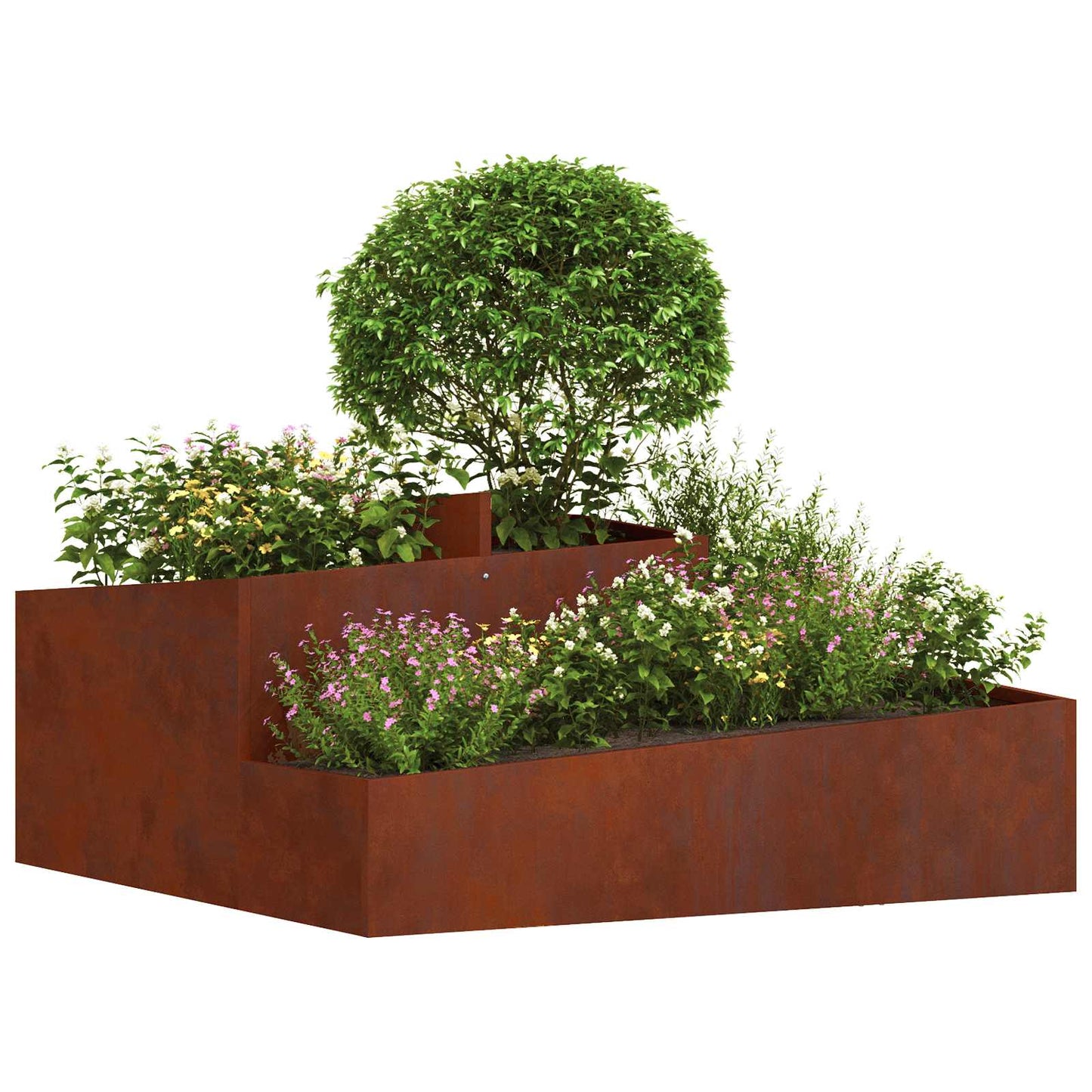 vidaXL Garten-Pflanzgefäß Braun 100 x 100 x 50 cm Wetterfeststahl