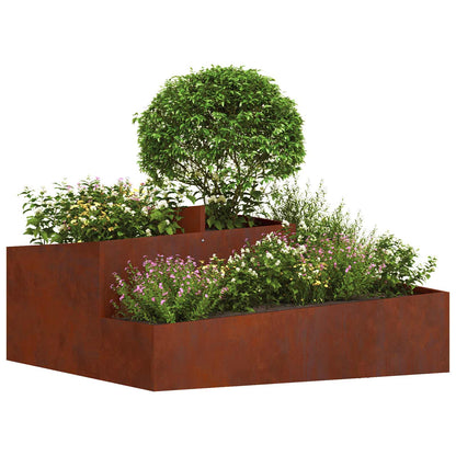 vidaXL Garten-Pflanzgefäß Braun 100 x 100 x 50 cm Wetterfeststahl