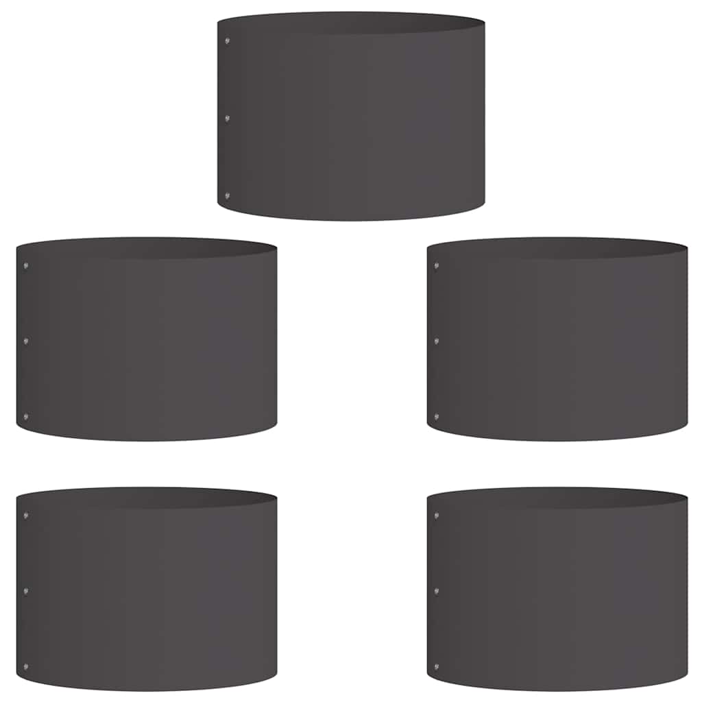 vidaXL Bordure de jardin 5 pcs Noir 30 x 30 x 20 cm Acier laminé à froid