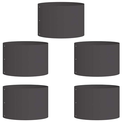 vidaXL Bordure de jardin 5 pcs Noir 30 x 30 x 20 cm Acier laminé à froid