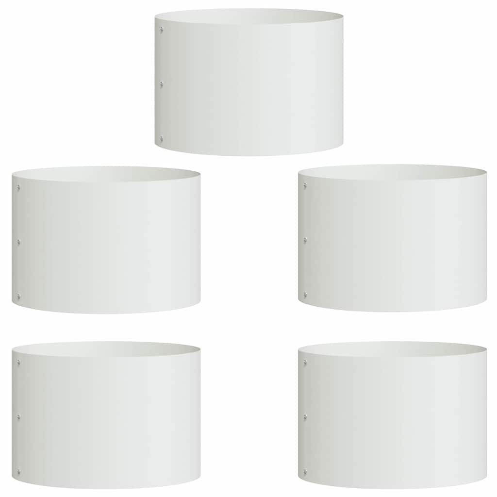 vidaXL Anneau de plantes 5 pcs Blanc 30 x 30 x 20 cm Acier laminé à froid