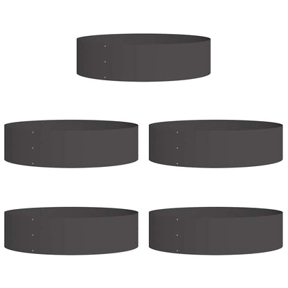 vidaXL Pflanzenring 5 pcs Schwarz 80 x 80 x 20 cm Kaltgewalzter Stahl