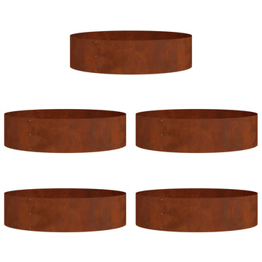 vidaXL Pflanzenring 5 pcs Braun 80 x 80 x 20 cm Wetterfeststahl