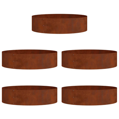 vidaXL Pflanzenring 5 pcs Braun 80 x 80 x 20 cm Wetterfeststahl