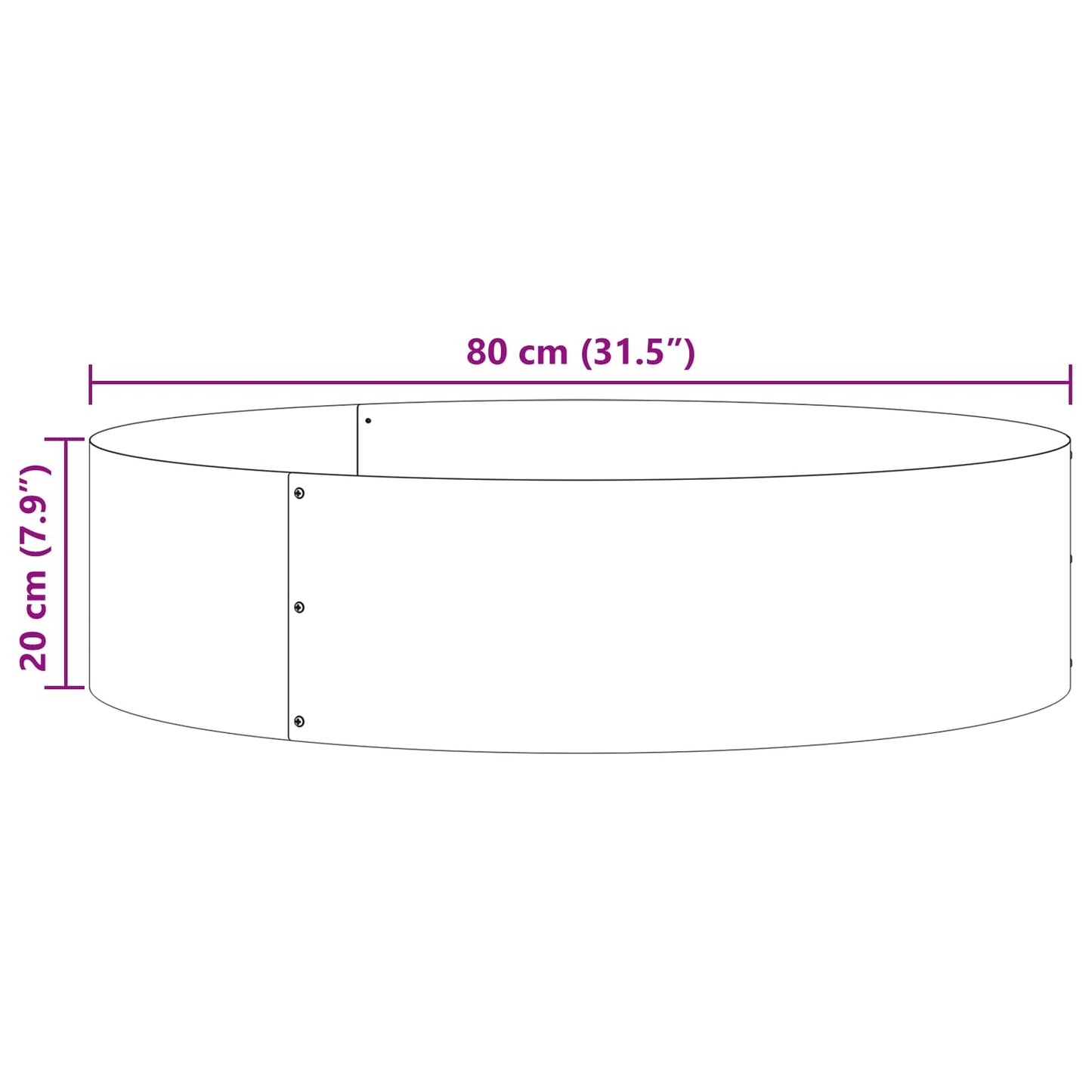 vidaXL Pflanzenring 5 pcs Braun 80 x 80 x 20 cm Wetterfeststahl