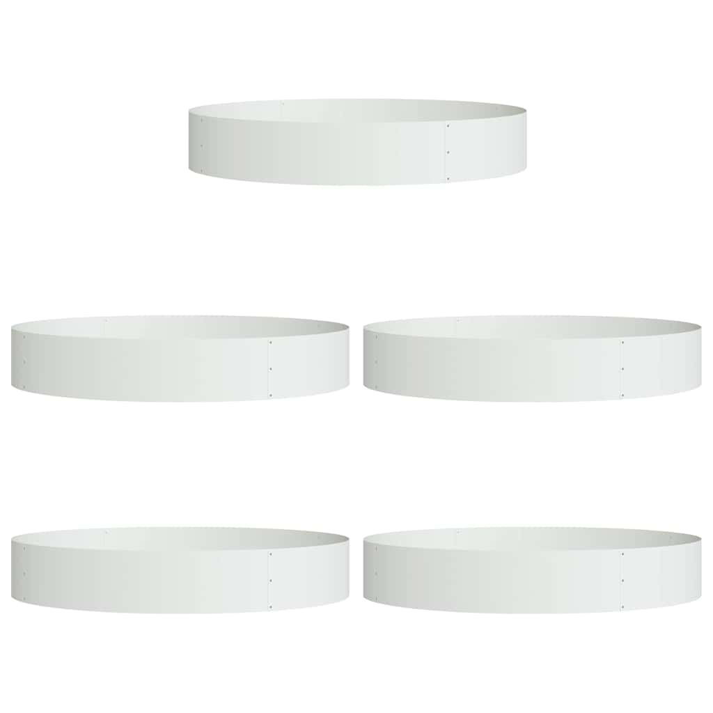 vidaXL Pflanzenring 5 pcs Weiß 120 x 120 x 20 cm Kaltgewalzter Stahl