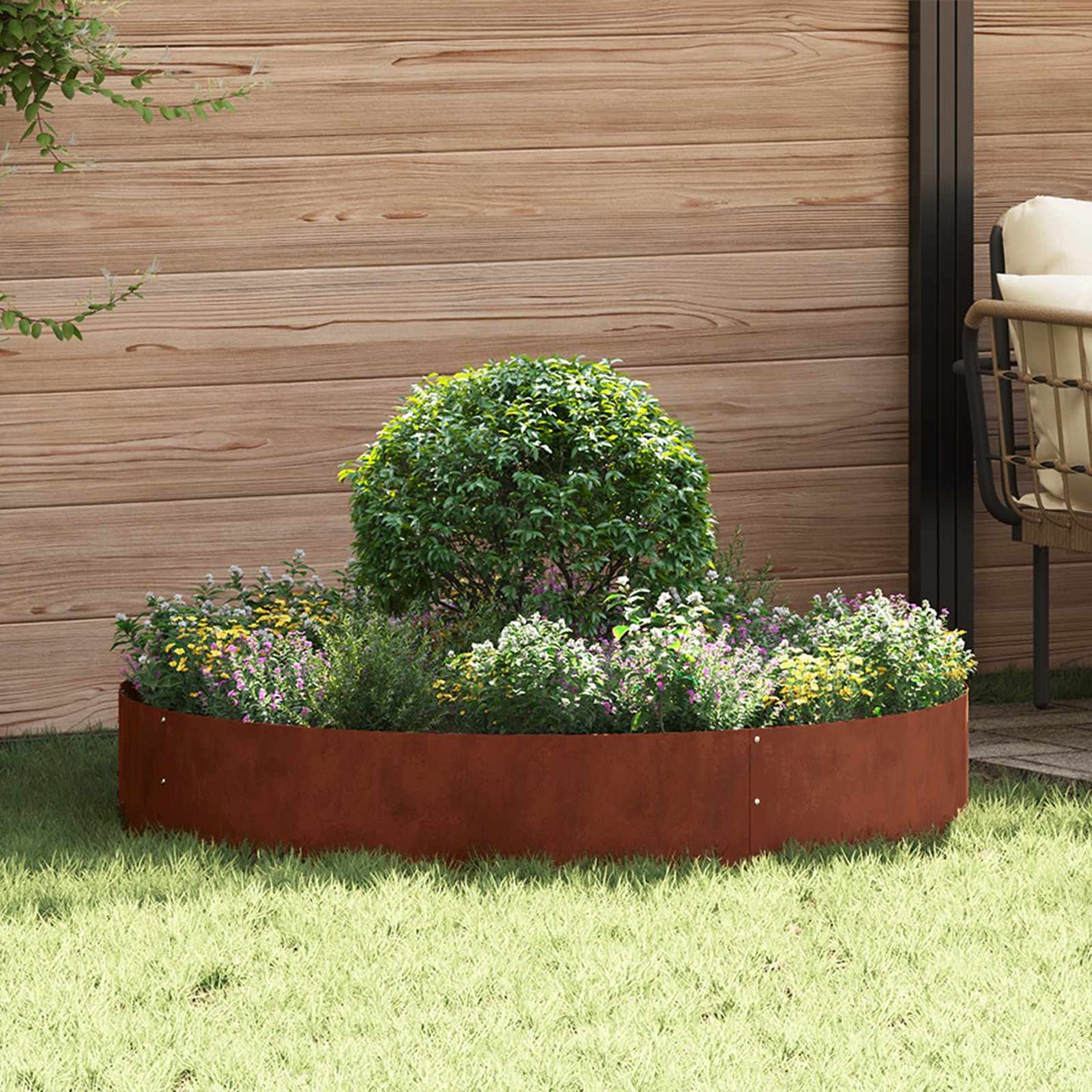vidaXL Pflanzenring 5 pcs Braun 120 x 120 x 20 cm Wetterfeststahl