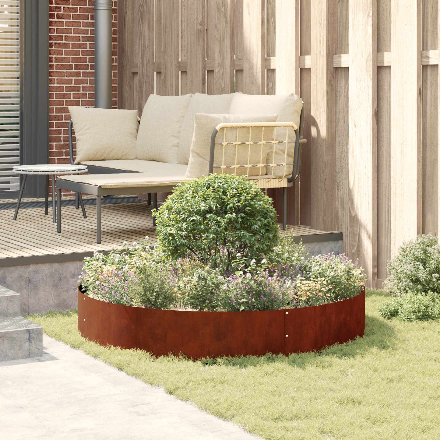 vidaXL Pflanzenring 5 pcs Braun 120 x 120 x 20 cm Wetterfeststahl