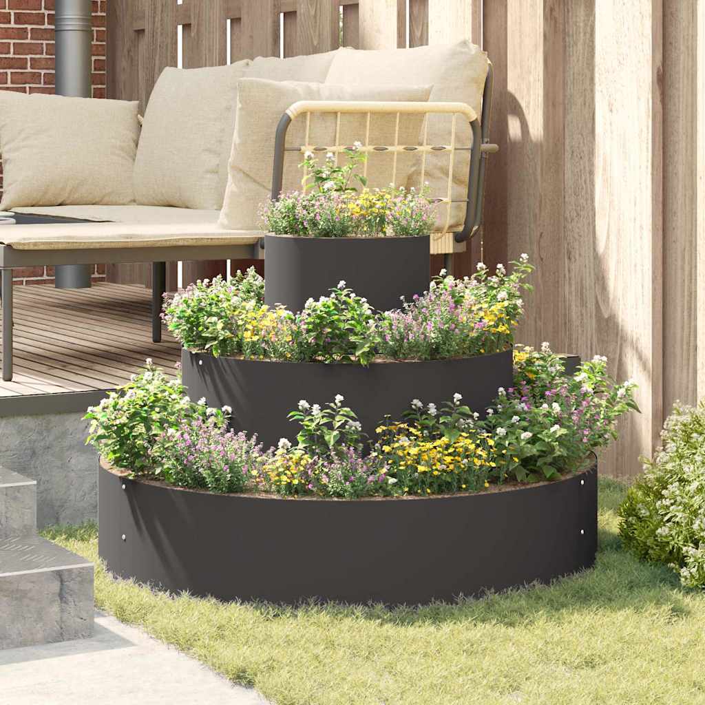 vidaXL Garten-Pflanzgefäß Schwarz 90 x 90 x 20 cm Kaltgewalzter Stahl