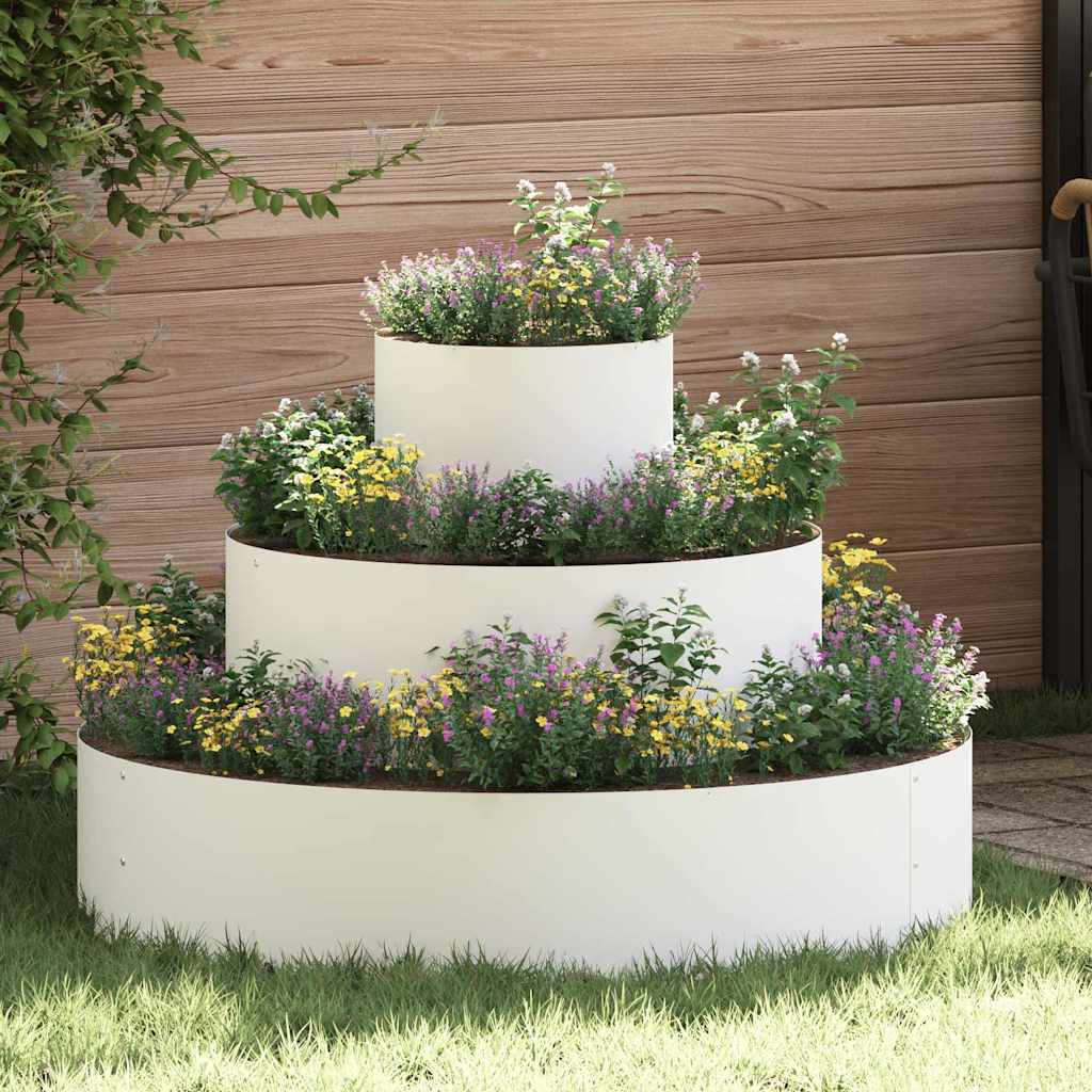 vidaXL Garten-Pflanzgefäß Weiß 90 x 90 x 20 cm Kaltgewalzter Stahl