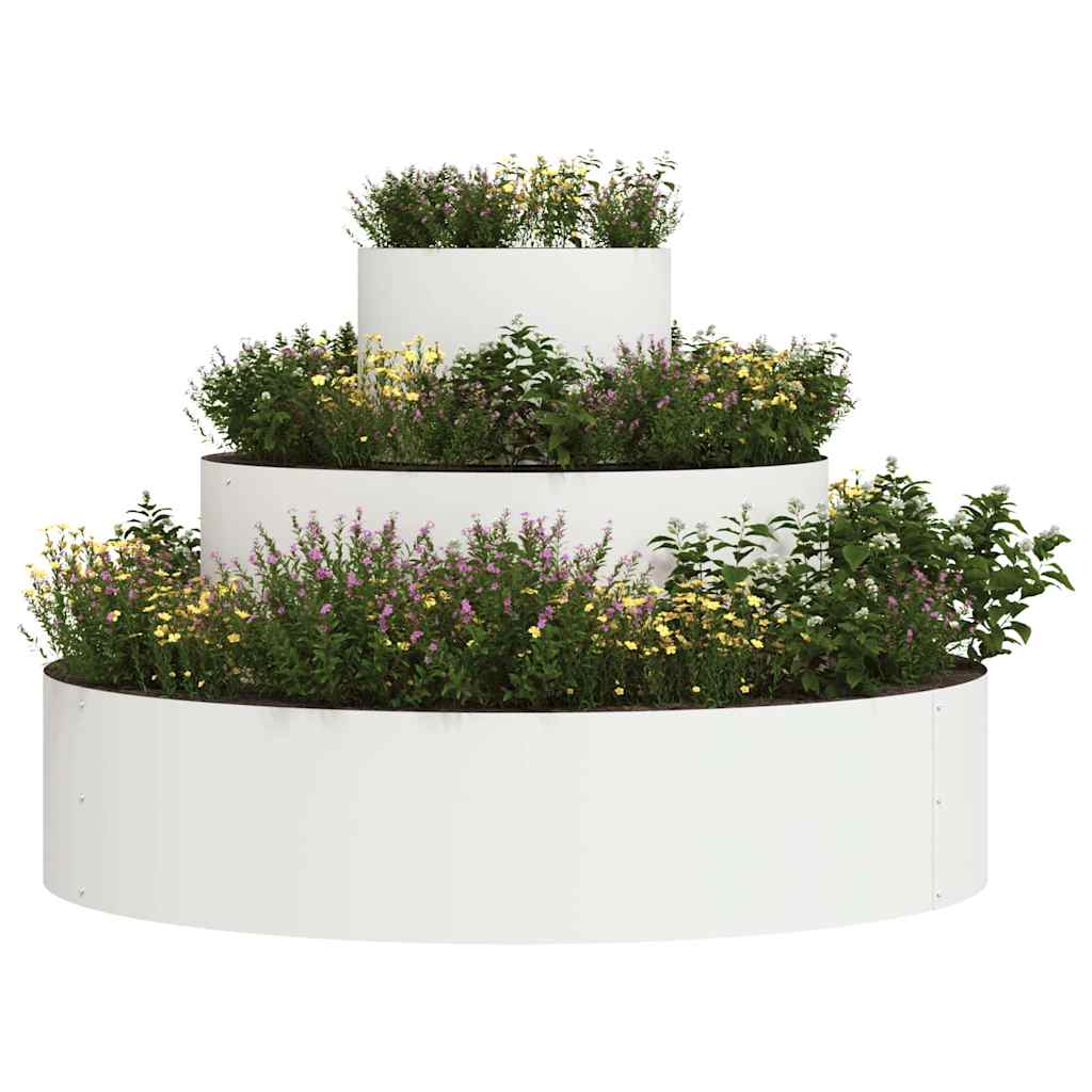 vidaXL Garten-Pflanzgefäß Weiß 90 x 90 x 20 cm Kaltgewalzter Stahl