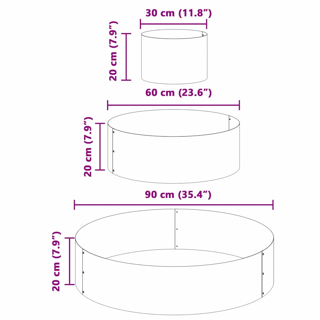 Garten-Pflanzgefäß Anthrazit 90 x 90 x 20 cm