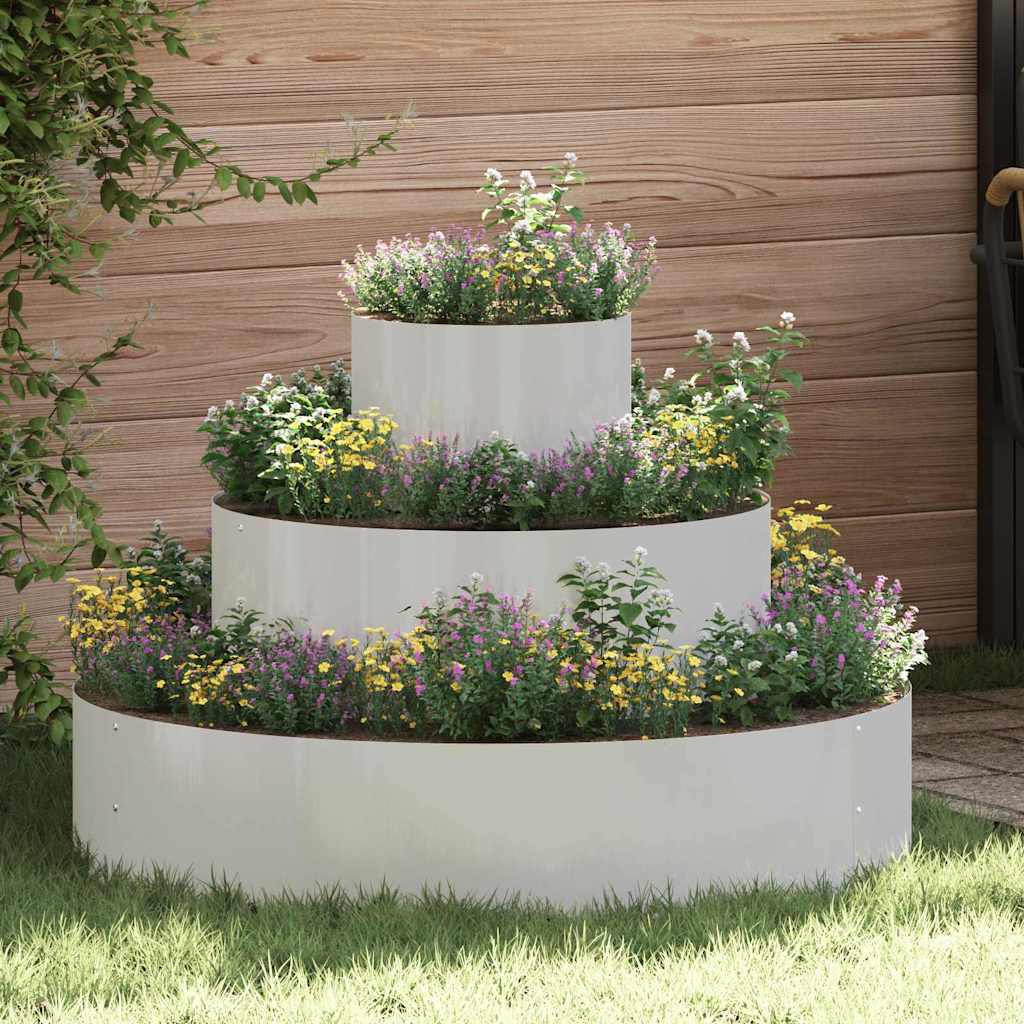 vidaXL Garten-Pflanzgefäß Silber 90 x 90 x 20 cm Edelstahl