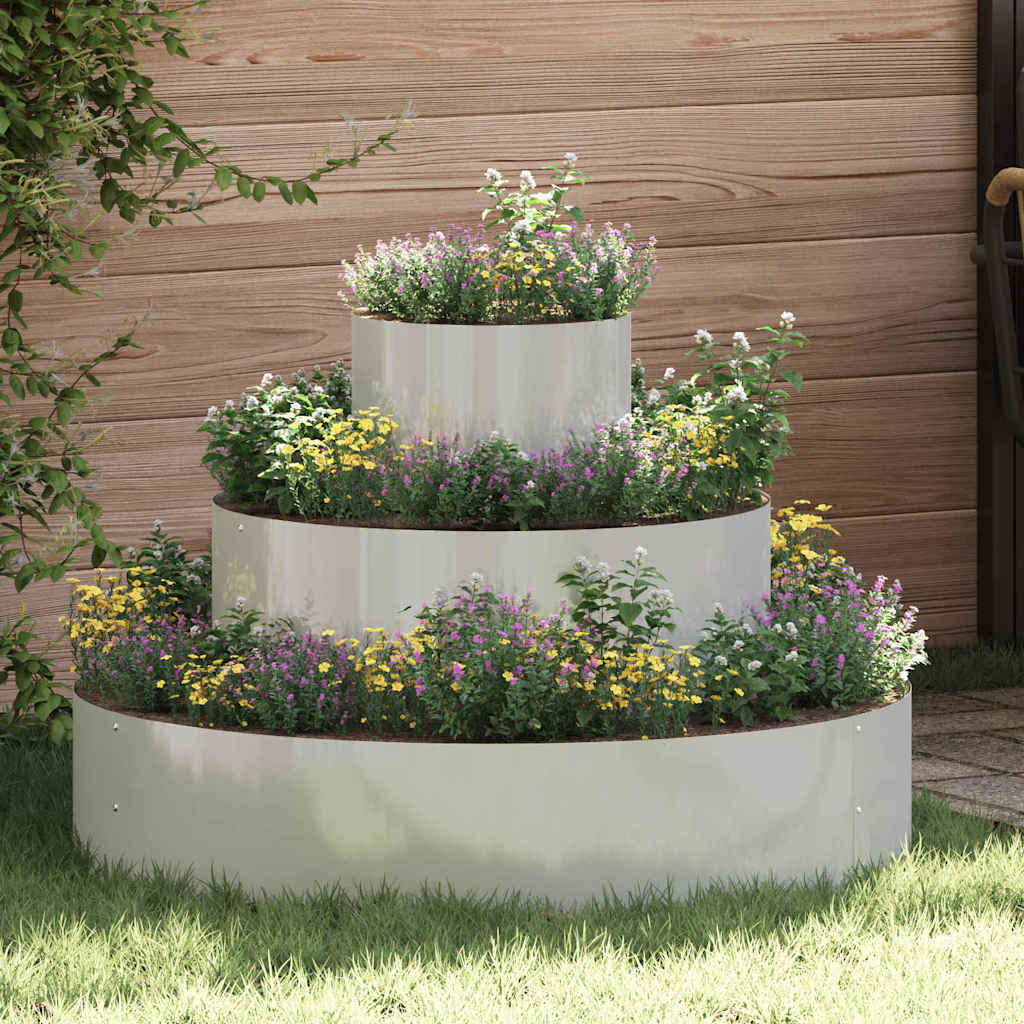 vidaXL Garten-Pflanzgefäß Silber 90 x 90 x 20 cm Verzinkter Stahl