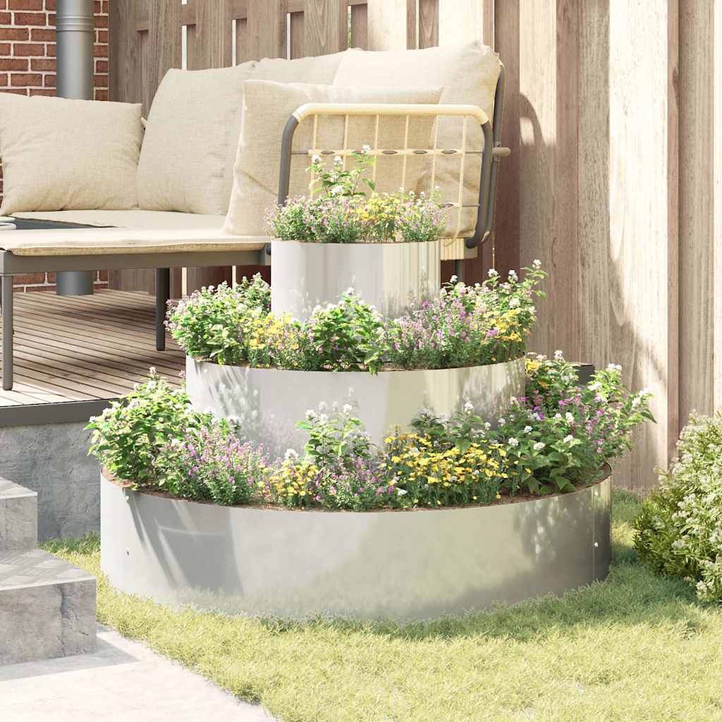 vidaXL Garten-Pflanzgefäß Silber 90 x 90 x 20 cm Verzinkter Stahl